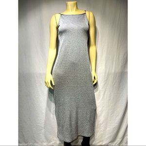 Silver Square Neck Dress, Kendall and Kylie- Medium